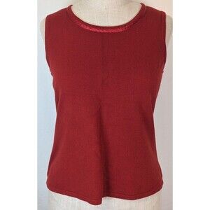 Cato Dark Red Sleeveless Sweater  XL Satin Ribbon Trim Crew Neck Knit Top